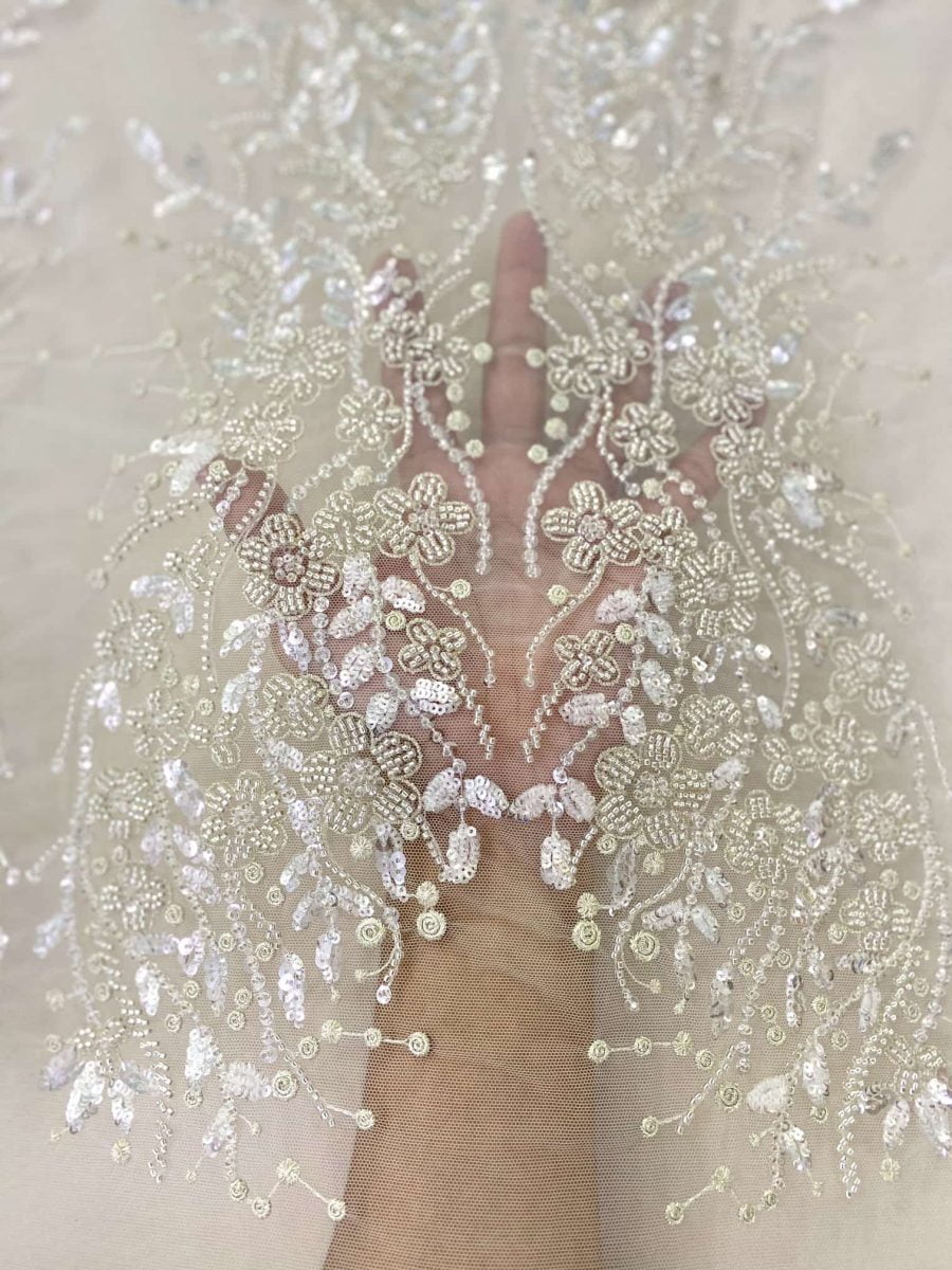 White Beaded Lace Bridget