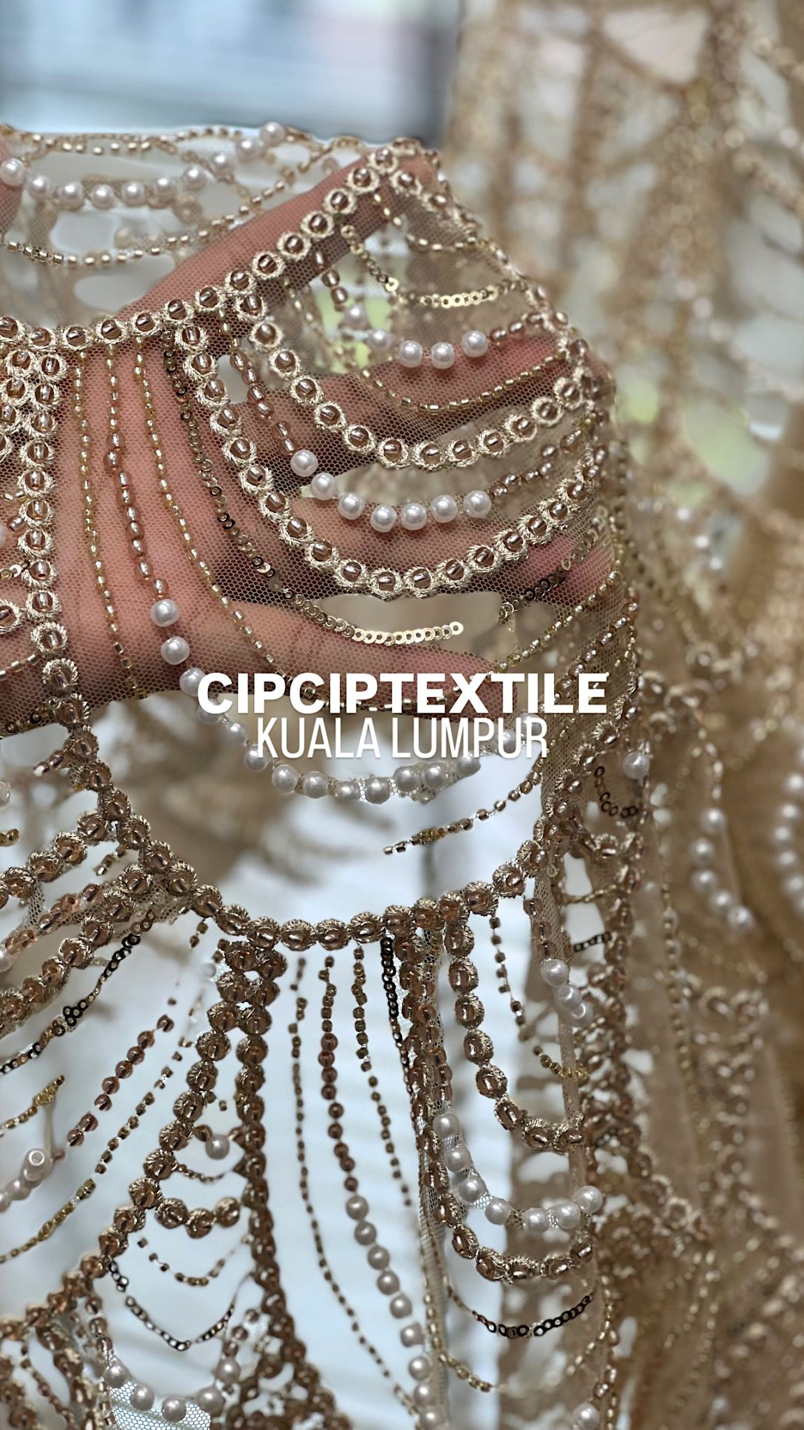 NEW (GOLD) SISIK EXQUISITE 6MM PEARL BEADED LACE
